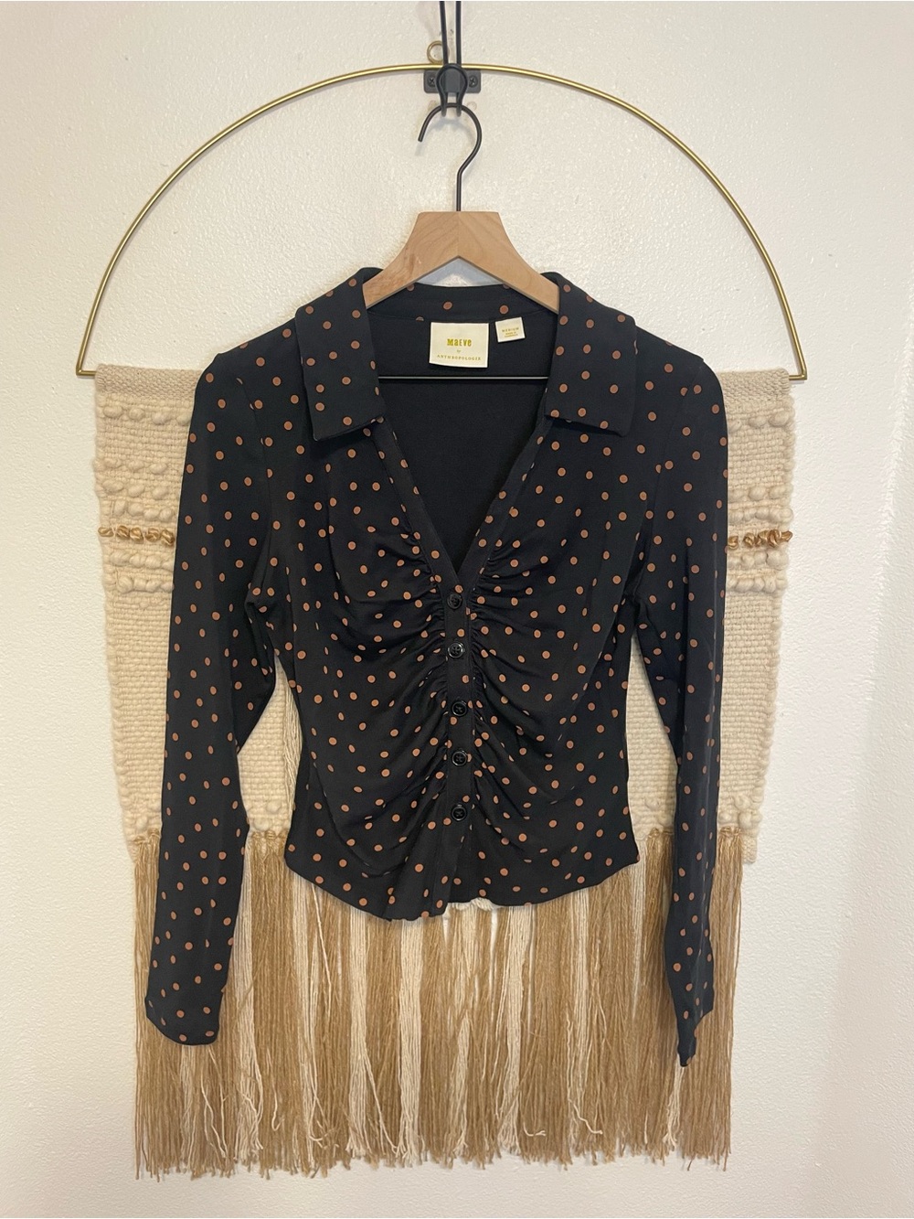 Anthropologie Maeve Printed Ruched Buttondown M